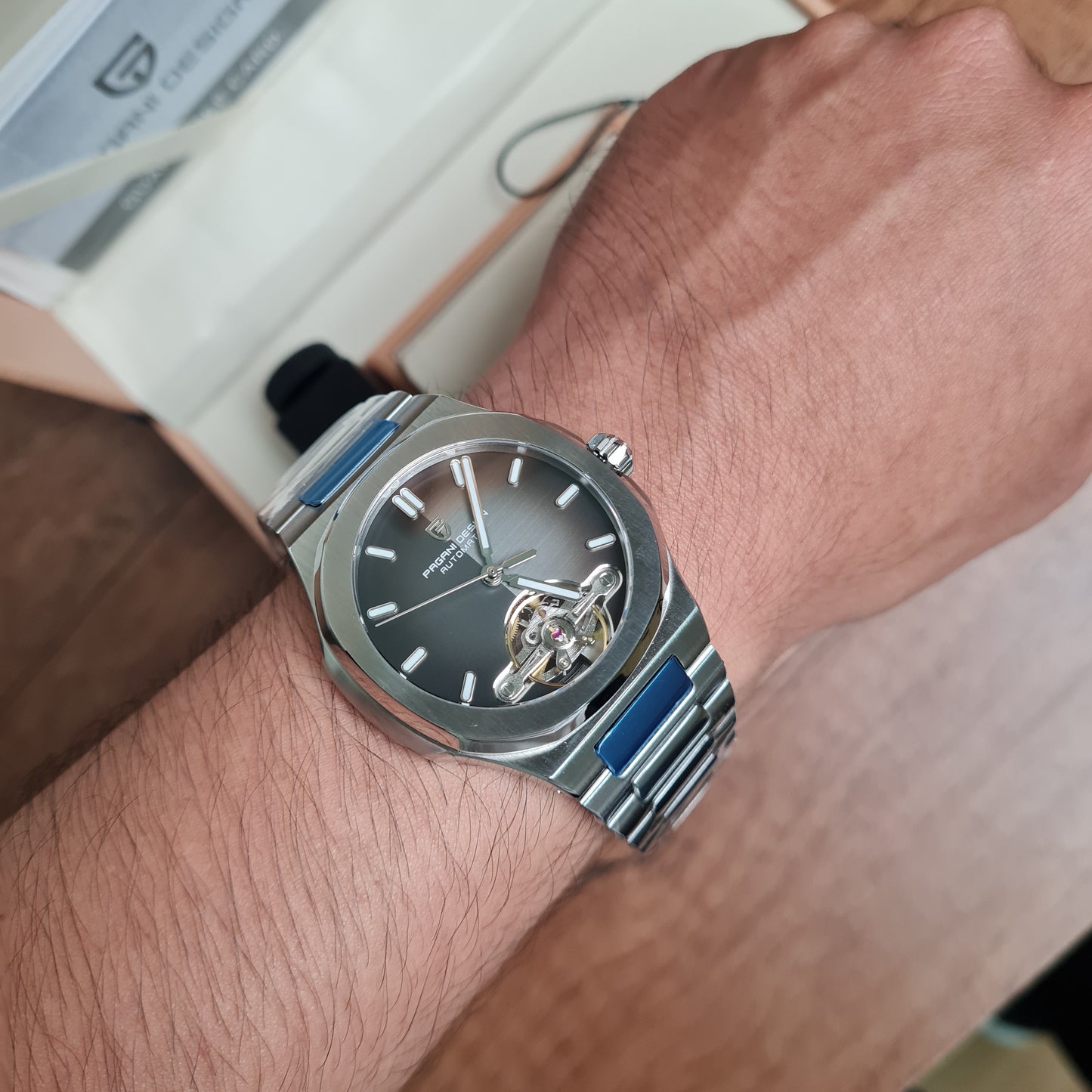 Reloj Automático PAGANI DESIGN NAUTILUS Open Heard, PD-YS025 - Plata Negro