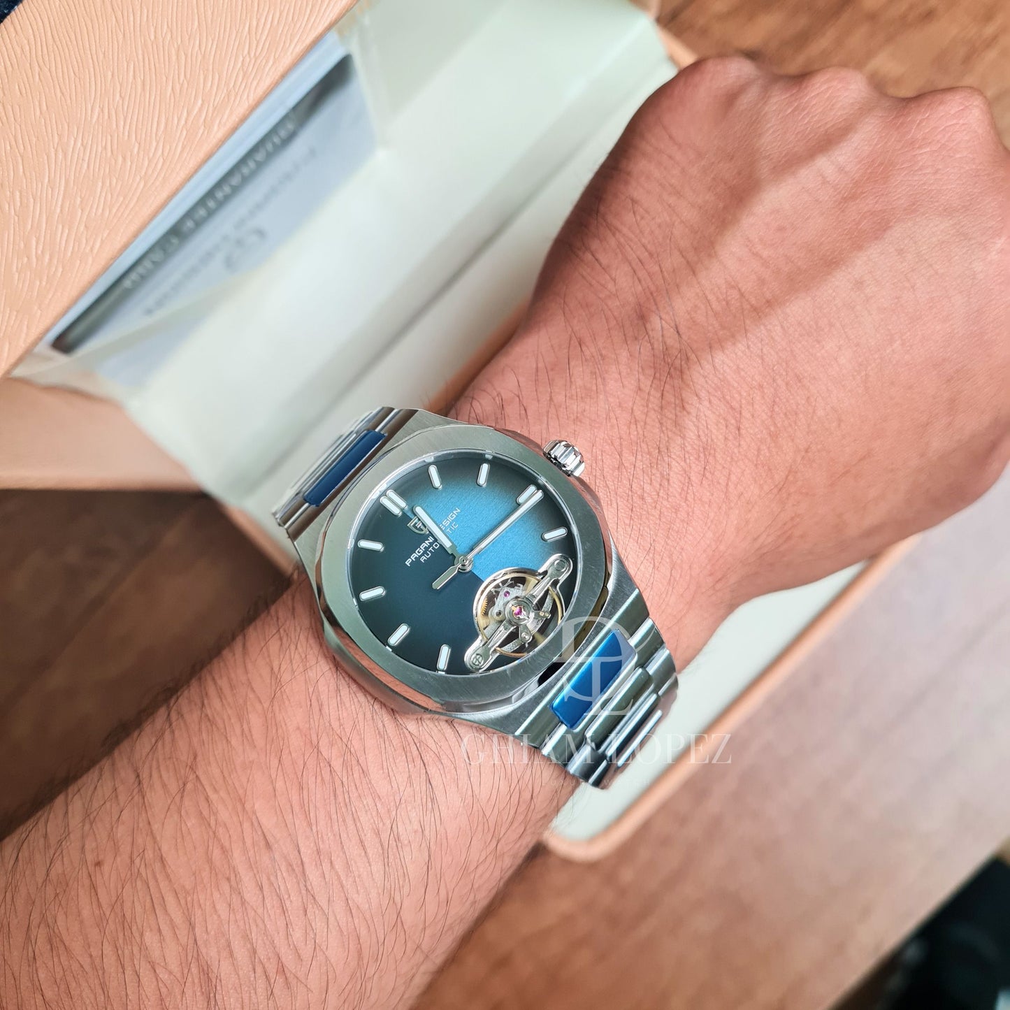 Reloj Automático PAGANI DESIGN NAUTILUS Open Heard, PD-YS025 - Plata Azul