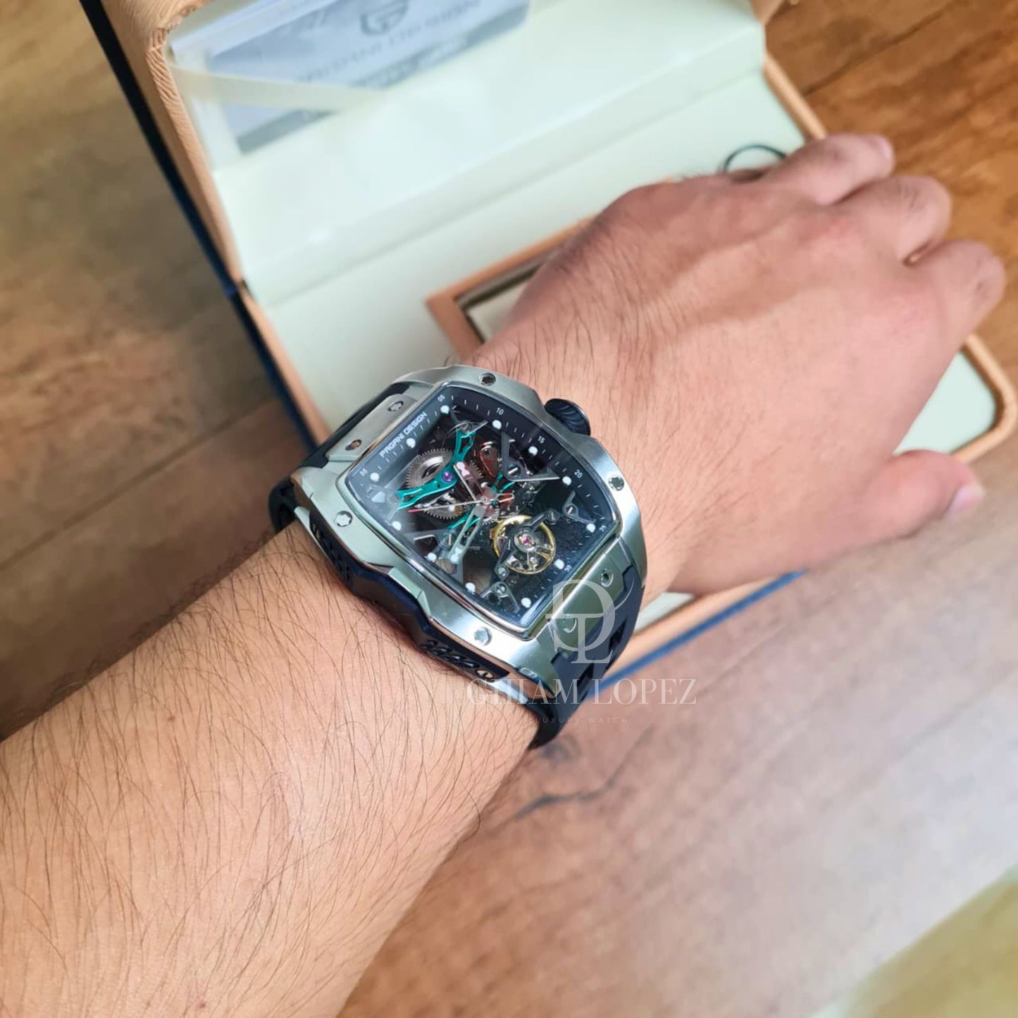 Reloj Automático PAGANI DESIGN RM, PD-YS018 - Plata Negro Verde