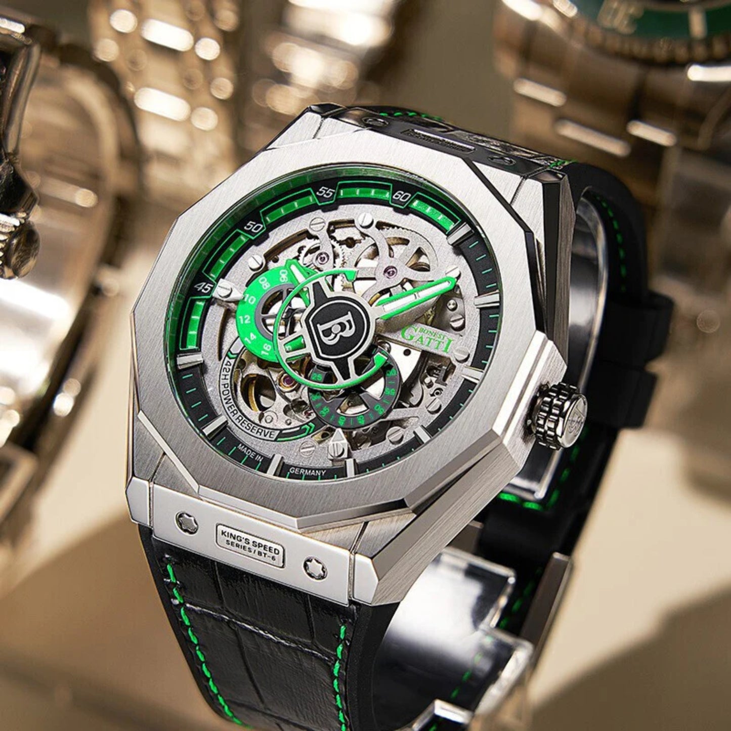 Reloj Automático BONEST GATTI BG7601 Cuero - Verde