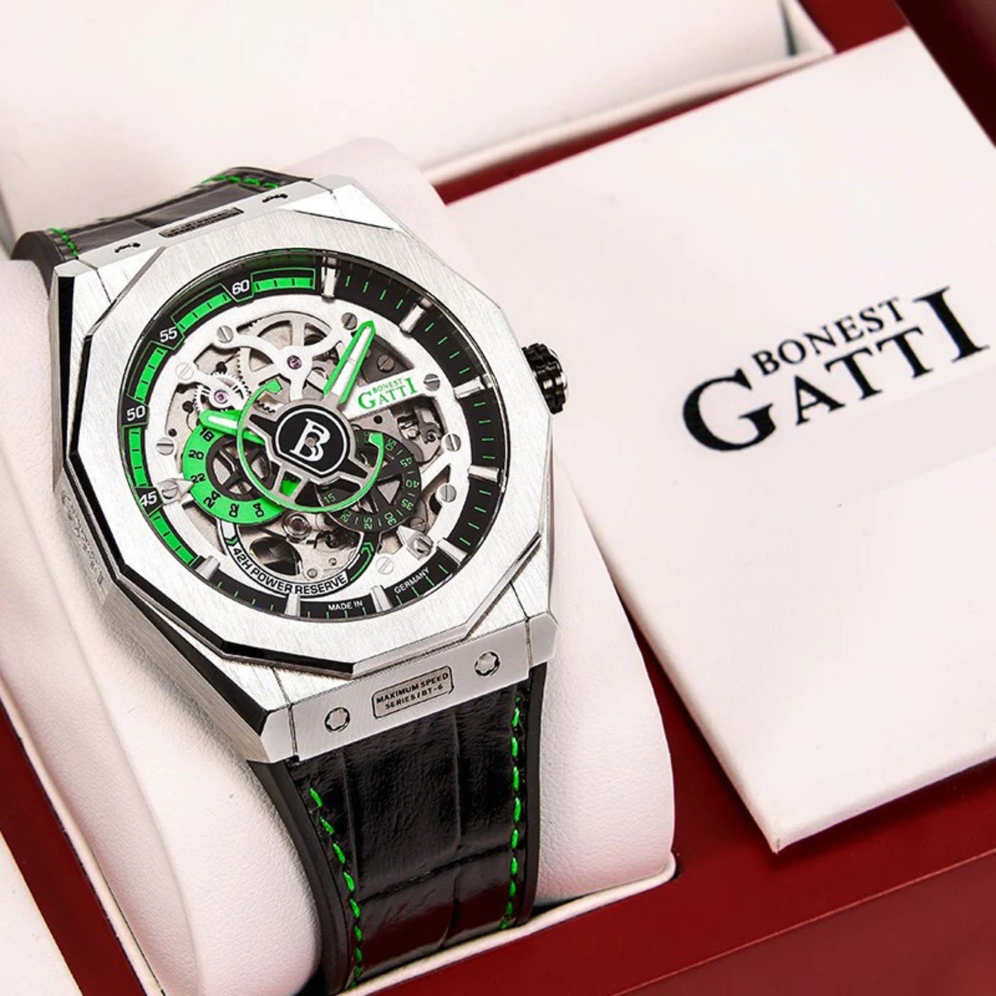 Reloj Automático BONEST GATTI BG7601 Cuero - Verde