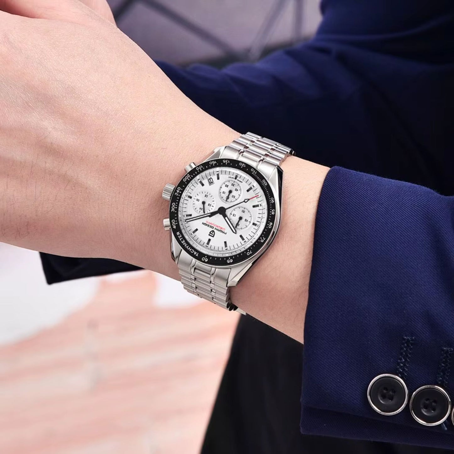 Reloj Cuarzo PAGANI DESIGN Moonswatch V3, PD-1701 - Blanco
