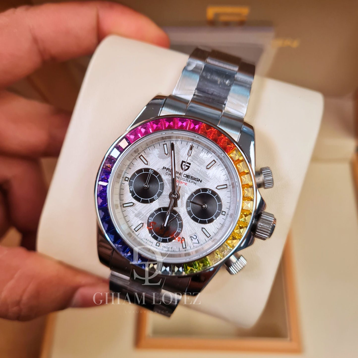 Reloj Cuarzo PAGANI DESIGN DAYTONA RAINBOW, PD-1644 - Blanco Meteorito