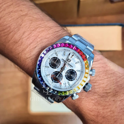 Reloj Cuarzo PAGANI DESIGN DAYTONA RAINBOW, PD-1644 - Blanco Meteorito