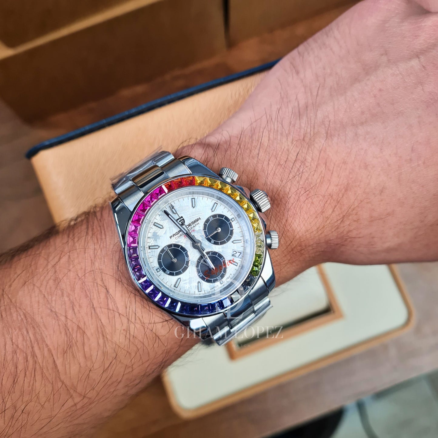Reloj Cuarzo PAGANI DESIGN DAYTONA RAINBOW, PD-1644 - Blanco Meteorito
