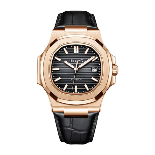 Reloj Automático DITALING NAUTILUS Correa Cuero, DT-1561 - Oro Rosa