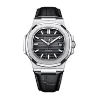 Reloj Automático DITALING NAUTILUS Correa Cuero, DT-1561 - Plata Negro