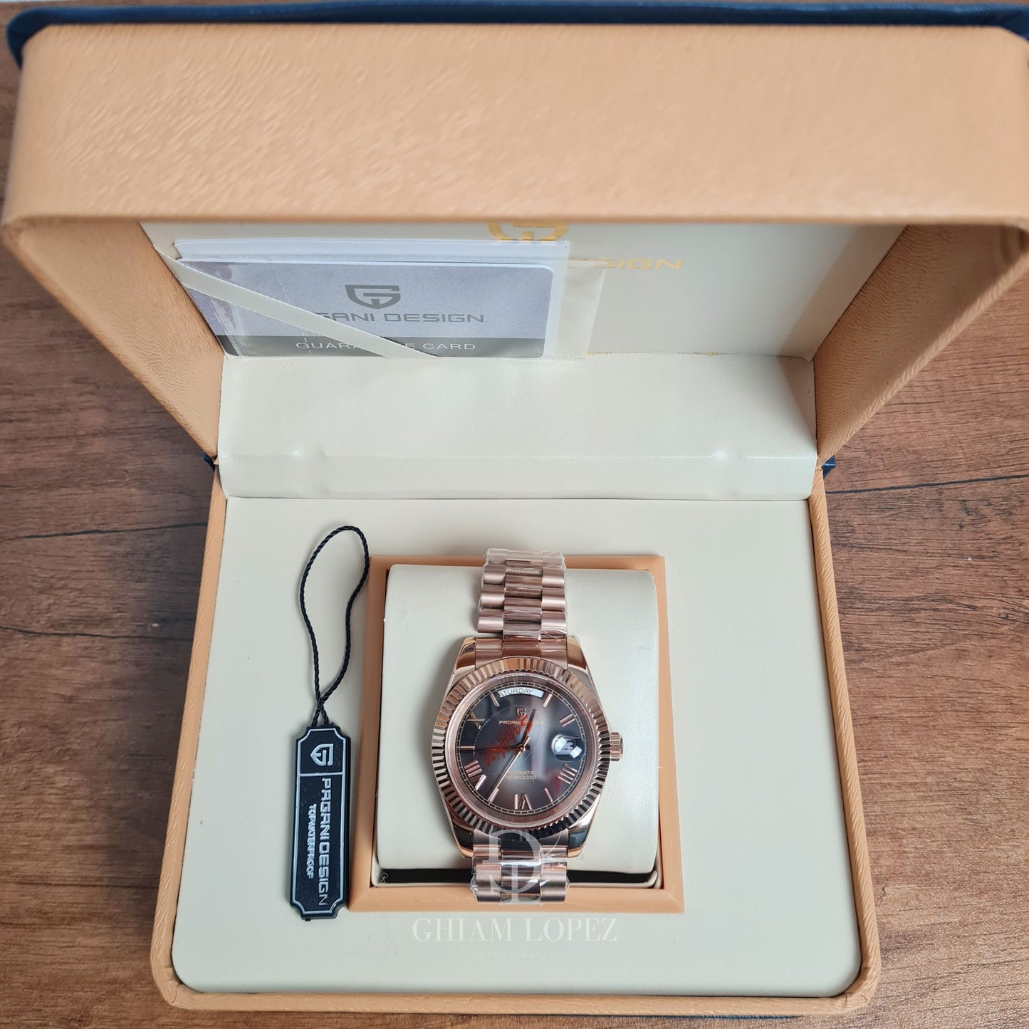 Reloj Automático PAGANI DESIGN DAYDATE 40MM, PD-1783 - Oro Rosa Negro