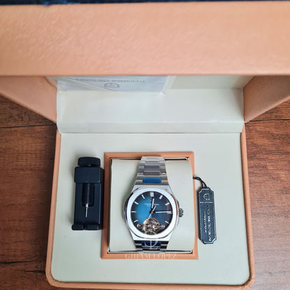 Reloj Automático PAGANI DESIGN NAUTILUS Open Heard, PD-YS025 - Plata Azul