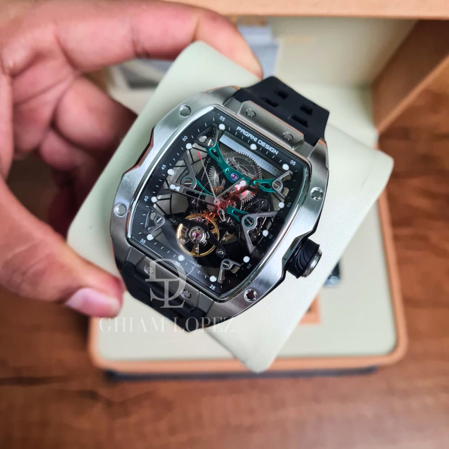 Reloj Automático PAGANI DESIGN RM, PD-YS018 - Plata Negro Verde