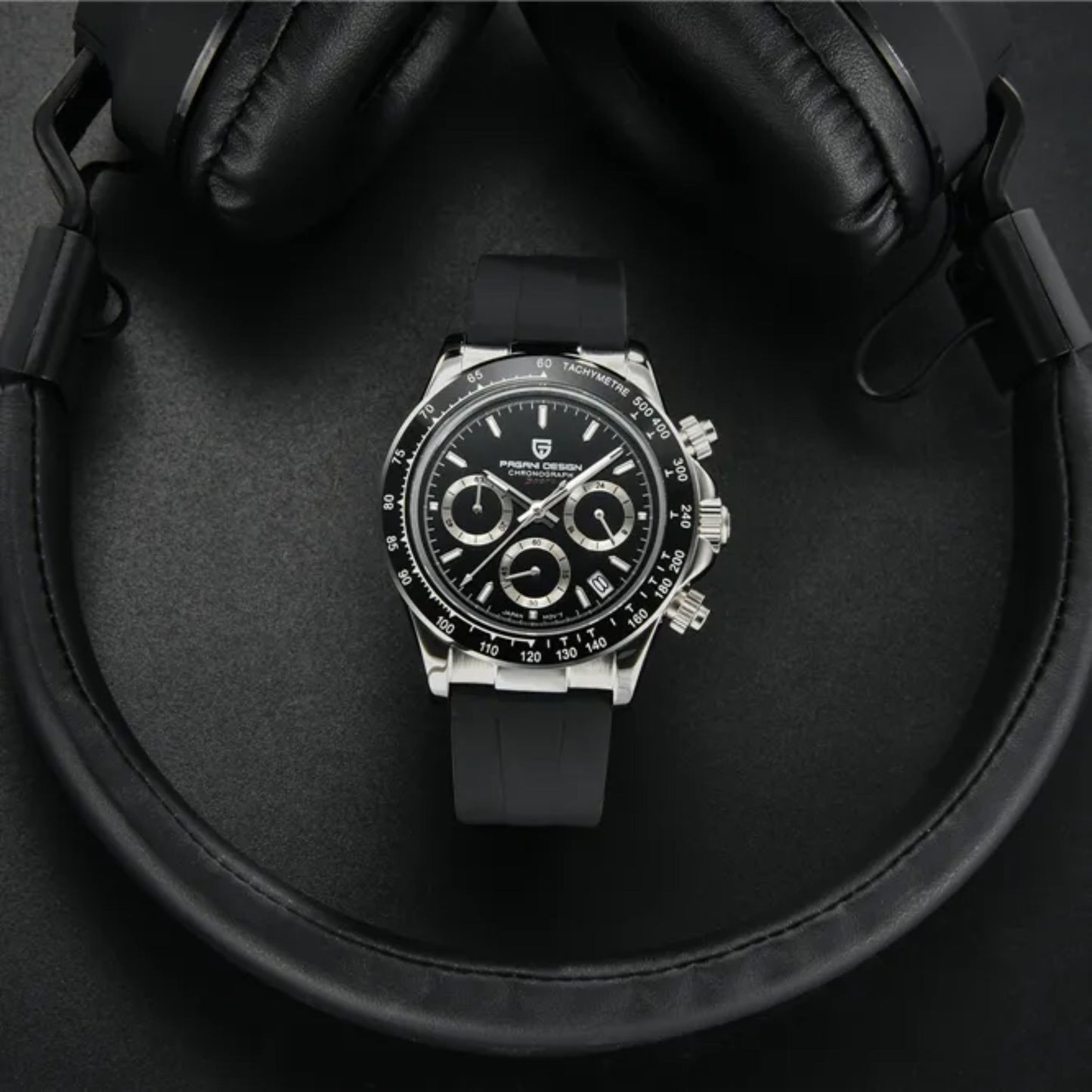 Reloj Cuarzo PAGANI DESIGN DAYTONA Caucho, PD-1664 - Plata Negro