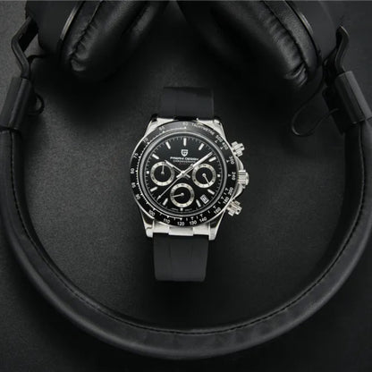 Reloj Cuarzo PAGANI DESIGN DAYTONA Caucho, PD-1664 - Plata Negro