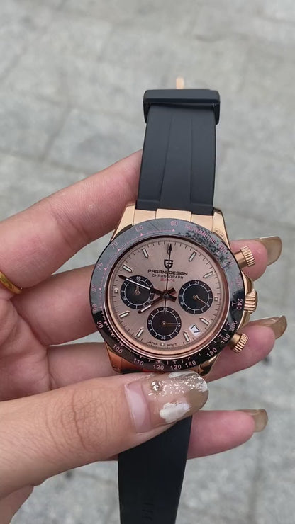 Reloj Cuarzo PAGANI DESIGN DAYTONA Caucho, PD-1664 - Oro Rosa