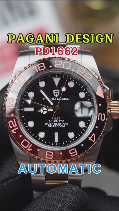 Reloj Automático PAGANI DESIGN GMT MASTER, PD-1662 - Cerveza de raíz